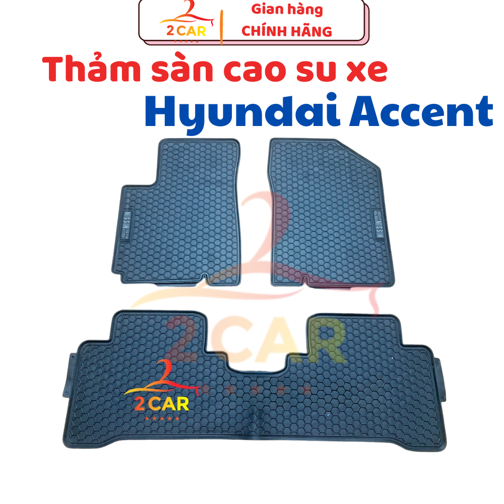 Thảm Lót Sàn Cao Su Xe Hyundai Accent 2018-2023, 2024, 2025 Sàn Cao Su Đúc Accent Ko Mùi Mẫu NISSIN chữ trắng