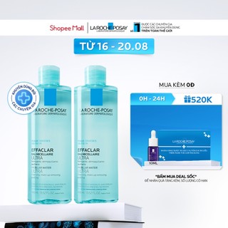Bộ đôi nước tẩy trang & làm sạch cho da mụn, da dầu nhạy cảm La Roche-Posay Efffaclar Micellar Water 400ml