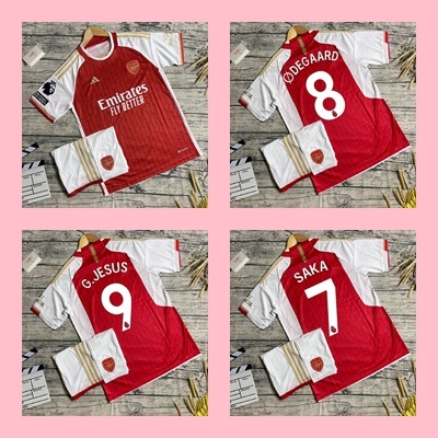 Bộ Quần Áo Bóng Đá CLB ARSENAL ĐỎ 23/24 - Chuẩn Mẫu Thi Đấu - Vải Polyester Gai Thái