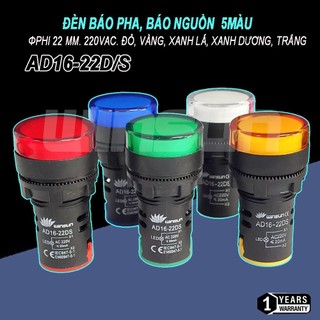Đèn báo pha phi 22, báo nguồn phi 220v - ad16 5 màu winsun