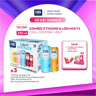 Combo 3 thùng Chill Cocktail Light mix vị ( 330ml x 18 lon)