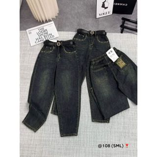 [BIGSIZE85KG] 108 Quần Jean Baggy Nữ Cạp Cao Chun Sau Túi Rách, quần bò thụng nữ năng động thoải mái