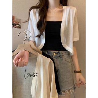 Áo khoác len mỏng , áo khoác len dệt kim dáng ngắn phong cách HQ màu đen trắng kem be hàng QCCC không xù không ngứa