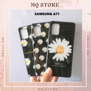 Ốp lưng Samsung A71 mặt lưng kính hình hoa cúc cực đẹp, viền dẻo