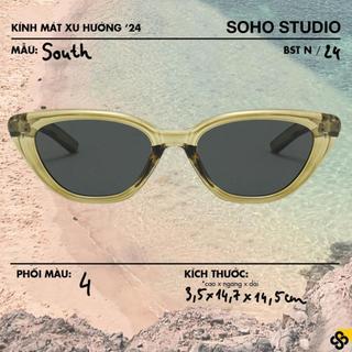 25.8 Kính mát nam nữ thời trang SOUTH Soho Studio gọng mắt mèo thanh mảnh thon gọn mặt đính kim loại sáng bóng cao cấp