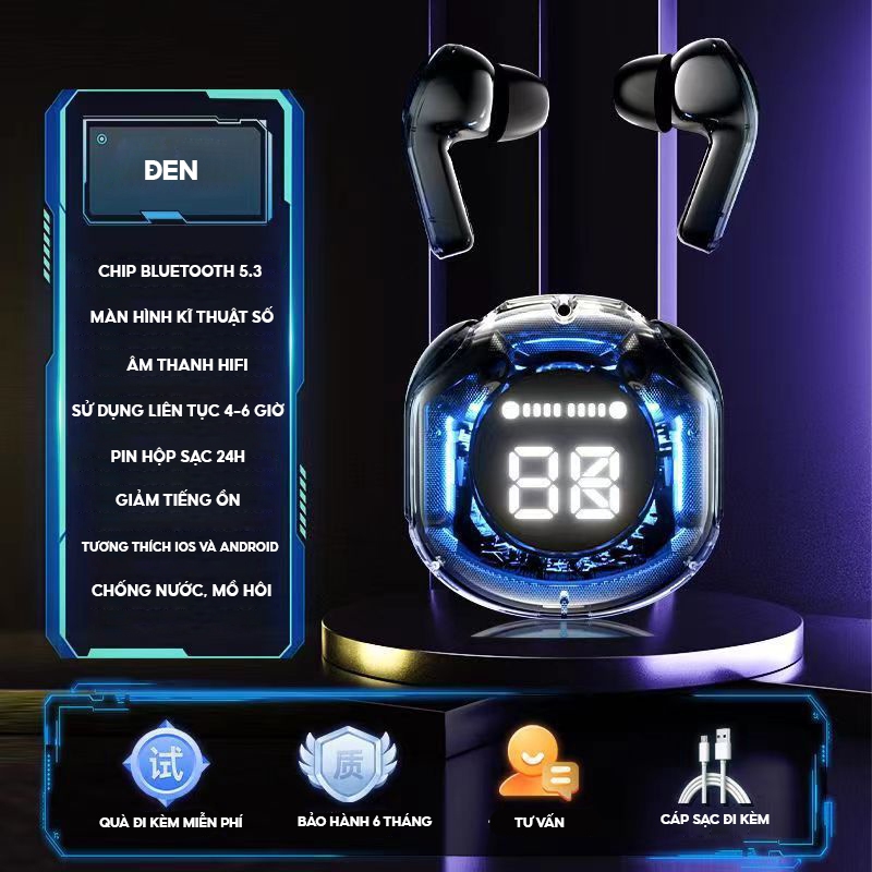 Tai nghe không dây bluetooth B45 TWS chống ồn có micro thích hợp tập gym chạy bộ nghe nhạc xem phim | BigBuy360 - bigbuy360.vn