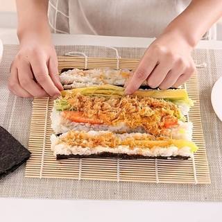 Mành tre cuốn sushi cuộn cơm kimbap cơm rong biển dụng cụ làm cơm cuộn susi kimpap lót nồi bằng tre lạt tròn đa năng