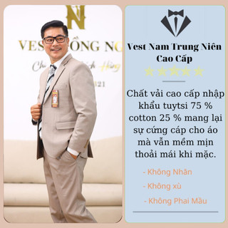 Vest Trung Niên Cao Cấp, Bộ Com Lê Trung Niên Hồng Ngọc Chất Liệu Vải Nhập Khẩu