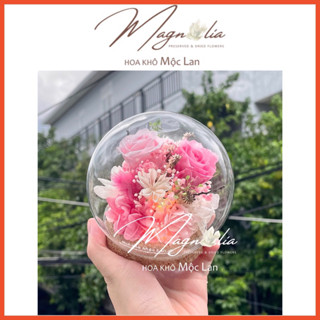 Quả cầu thuỷ tinh 10cm hoa hồng bất tử quà tặng bạn gái, đồ decor trang trí để bàn làm việc