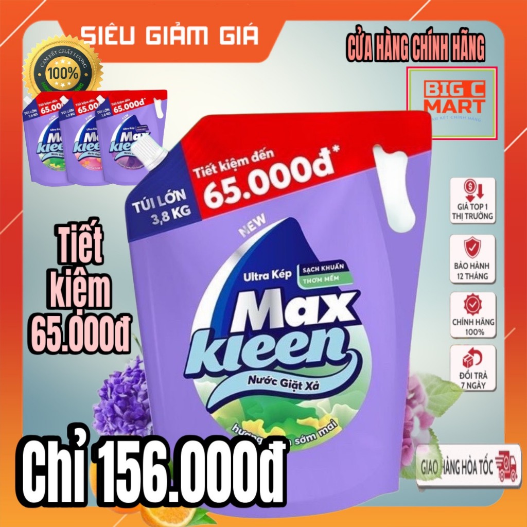 Nước giặt xả Max Kleen 3,8kg GÓI LỚN