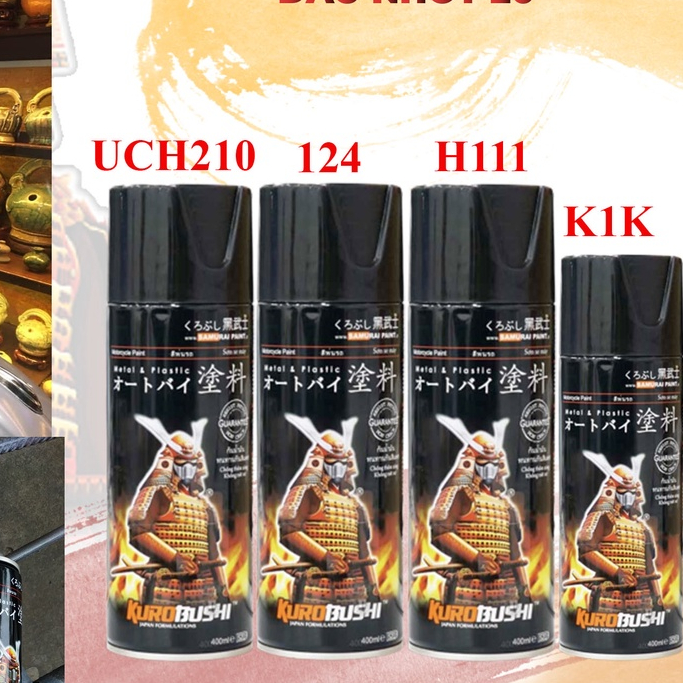 SƠN SAMURAI COMBO SƠN MÀU BẠC SÁNG HONDA H111 GỒM UCH210 124 H111 BÓNG TUỲ CHỌN K1K 128 KIM TUYẾN K1