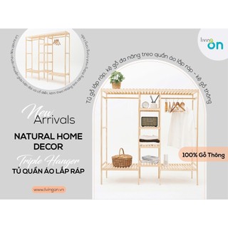 Kệ tủ treo quần áo 3 ngăn – kệ treo quần áo, xào đồ gỗ thông