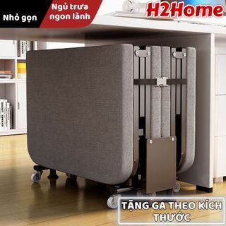 Giường gấp văn phòng cao cấp gấp gọn 4 khúc H2Home khung hợp kim sơn tĩnh điện chắc chắn bảo hành 12 tháng