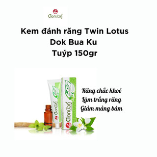 Kem đánh răng thảo dược Twin Lotus Dok Bua Ku Thái Lan chính hãng Ngừa sâu răng, giảm mảng bám Tuýp 150gr Koshka Home