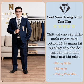 Bộ Vest Trung Niên Nam Cao Cấp, Vest Nam Hồng Ngọc Chất Liệu Tuýt Si Nhập Khẩu