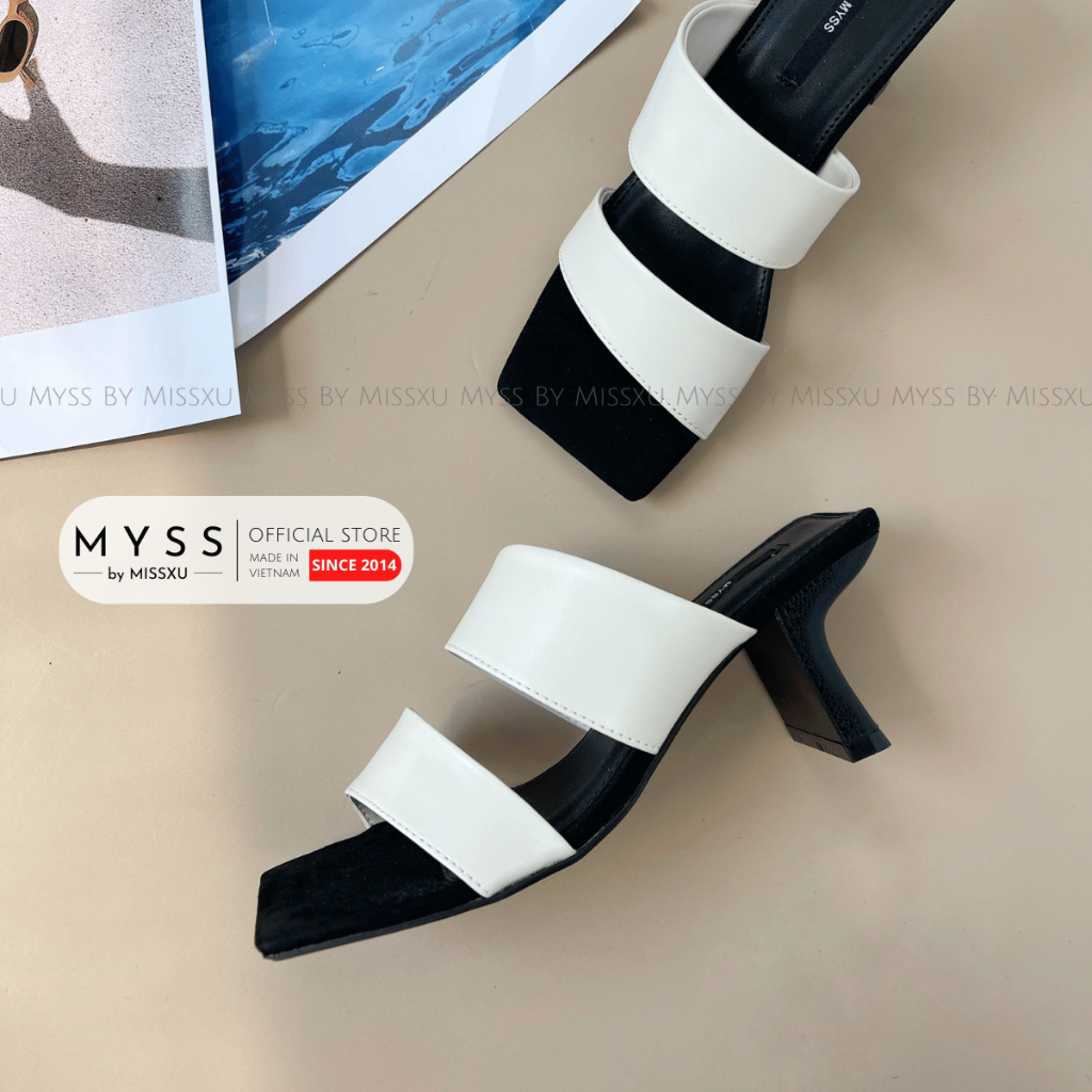 Giày guốc sục nữ MYSS 2 quai ngang gót dẹp 6cm cao cấp - SU208