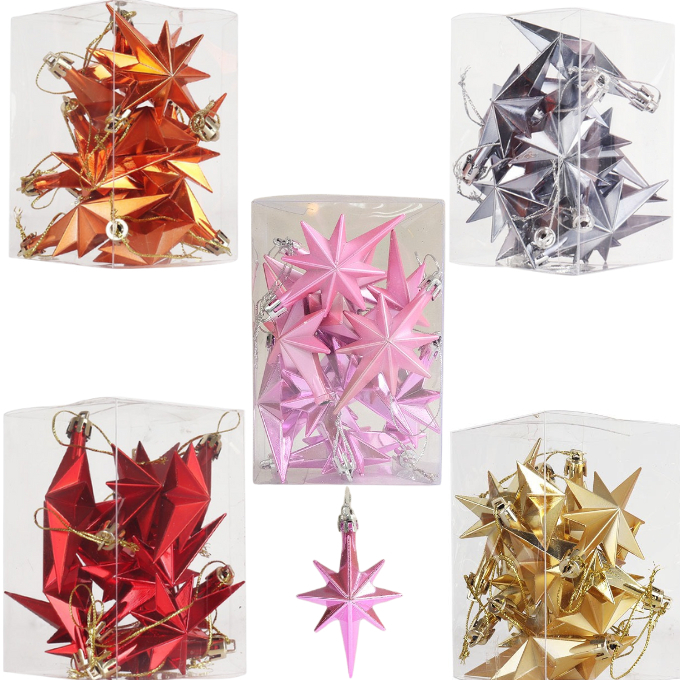 Set 12 Sao Bầu Dục E95 Treo Cây Thông Noel Phụ Kiện Trang Trí Giáng Sinh