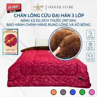 Chăn lông cừu đại hàn 3 lớp chính hãng LASANTE, bảo hành rụng lông xô bông