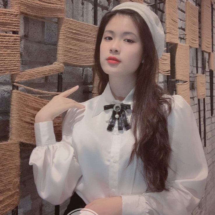 Áo sơ mi Lụa tay Bồng có ảnh thật