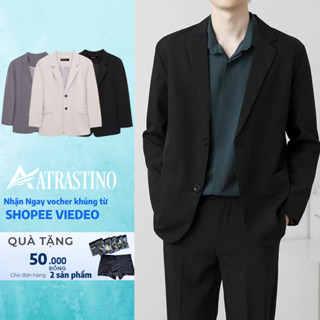 Áo khoác blazer nam form rộng hàn quốc màu đen, kem 2 khuy cài thương hiệu JOLY - BLZ