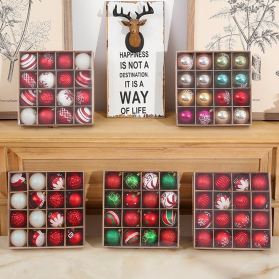 Set 16 Quả Châu 6cm E85 Trang Trí Noel Phụ Kiện Giáng Sinh