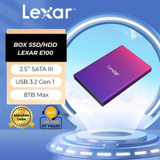 Box ổ cứng SSD/HDD di động Lexar E100 Sata III 2.5inch USB 3.2 Tối đa 8TB, Bảo hành 2 năm