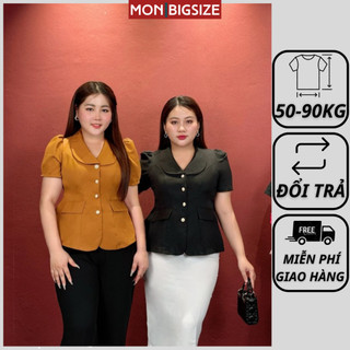 Áo bigsize nữ kiểu cổ bèo 2 nắp túi vải cotton lạnh mềm mịn dự tiệc đi chơi MON big size 50 - 90kg