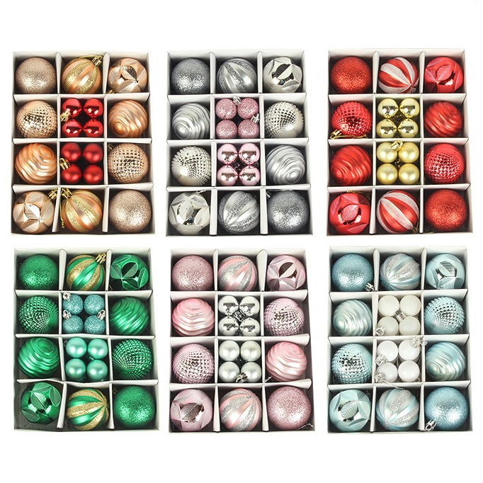 Set 26 Quả Châu Mix 6cm Và 3cm E89 Trang Trí Noel Phụ Kiện Giáng Sinh