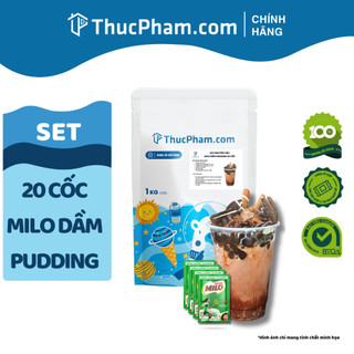 Set Nguyên Liệu Milo Dầm Socola Sữa/Sữa Dừa Pudding Trân Châu THUCPHAMCOM 20 Ly