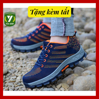 Giày Bảo Hộ Lao Động Thể Thao Nam Nữ AQX 1101 Siêu Bền - Đế Thép Mũi Thép + Tặng Kèm Tất Chân