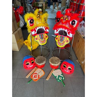 đầu múa lân cho bé 4-9 tuổi(combo 1 lân+1 trống+1 mặt địa+1 quạt)