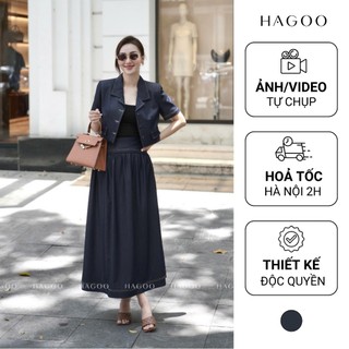 Set bò lụa áo khoác lửng HAGOO mix chân váy xoè phong cách thanh lịch