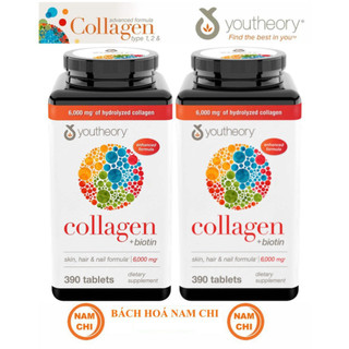Mẫu Mới Nhất Viên Uống Bổ Sung Collagen Youtheory +BIOTIN Chính Hãng Mỹ 390 Viên Type 1,2&3