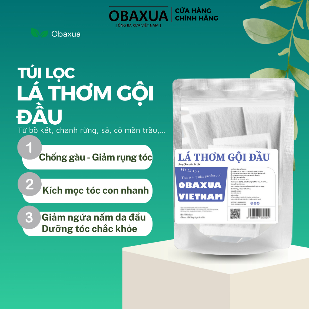 Dầu Gội Bồ Kết Thảo Dược Túi Lọc Obaxua - Giúp Phục Hồi Ngăn Gầu Chống Rụng Kích Mọc Tóc Gội Đầu Dưỡng Sinh Spa | BigBuy360 - bigbuy360.vn