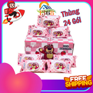 Thùng 24 gói khăn giấy ướt gấu dâu Caro Phú Đạt