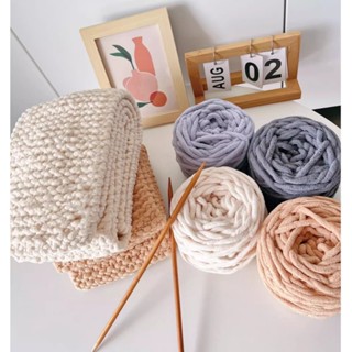 [Tiệm Len Chang] Len Nhung Đũa/ Len Bông Sữa Sợi 6mm Cuộn 90gr-100gr - Móc Khăn/Mũ/Túi/Thú Bông Siêu To