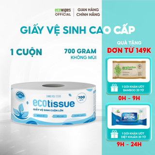 Giấy vệ sinh giấy cuộn cao cấp Ecotissue cuộn lớn 700gr tiết kiệm mềm mịn dai thấm hút tốt