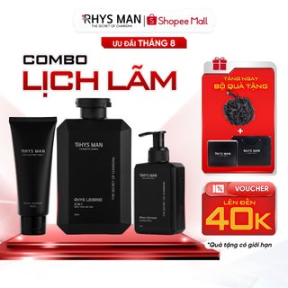 Combo Sữa tắm gội nam 3in1 350ml & Sữa rửa mặt nam 100ml & Dung dịch vệ sinh nam 120ml RHYS MAN