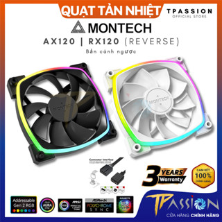 Quạt tản nhiệt Montech AX120 / RX120 PWM REVERSE LED viền ARGB - Chính hãng, fan case 12cm, AX RX 120, 140 sync rainbow