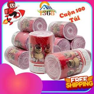 Túi Rác Gấu Dâu Có Dây Rút Tự Hủy Sinh Học Chắc Chắn Size Túi 45 x 50 cm Cuộn 100 Túi