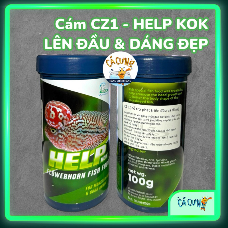 Thức ăn lên đầu cho cá la hán - Cz1 Help Kok 100g (Hàng Thái Lan)