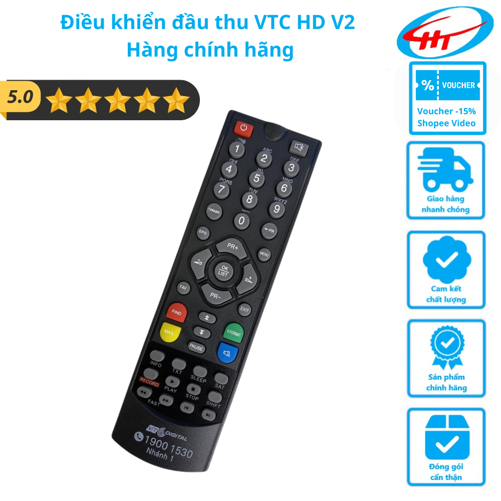 Remote - Điều khiển đầu thu VTC HD V2 - Hàng chính hãng