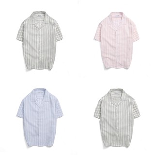 Áo sơ mi tay ngắn mềm cổ vest unisex nam nữ