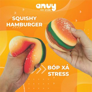 Squishy mochi hình Hamburger bóp xả stress, Squishy đồ ăn giả