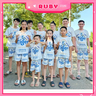 Đồ bộ BIA TIGER TRẮNG cho bé Bộ thể thao nam nữ size đến 70kg Đồ bộ nhóm DBRBD