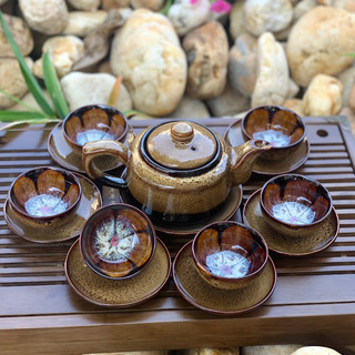 Ấm Chén Bát Tràng Bộ ấm chén uống trà Gốm Sứ Bát Tràng bộ ấm trà Men Gấm cao cấp
