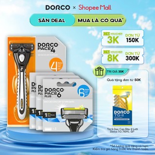 Combo 3 Hộp Đầu Thay Dao Cạo 6 Lưỡi Dorco Pace 6 (1 Hộp 4 Đầu Thay) Tặng 1 Bộ Dao Cạo Râu 4 Lưỡi Dorco Pace 4