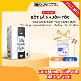 Bột Lá Nhuộm Tóc Ogatic ĐEN NHUỘM TÓC TỪ LÁ CÂY, 100% Thiên nhiên - 50Gr