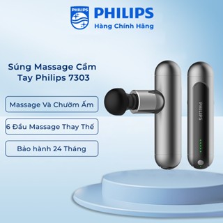 Súng Massage Cầm Tay Philips 7303 [Bảo Hành 24T] Máy massage cầm tay 5 chế độ, 6 đầu massage chuyên dụng, chườm ấm