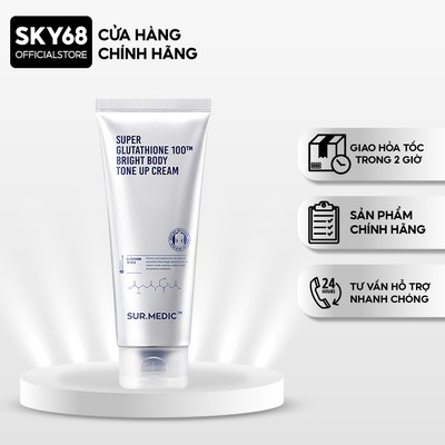 Kem Body Nâng Tone Da Toàn Thân Sur.Medic Super Glutathione 100TM Bright Body Tone Up Cream 150ml